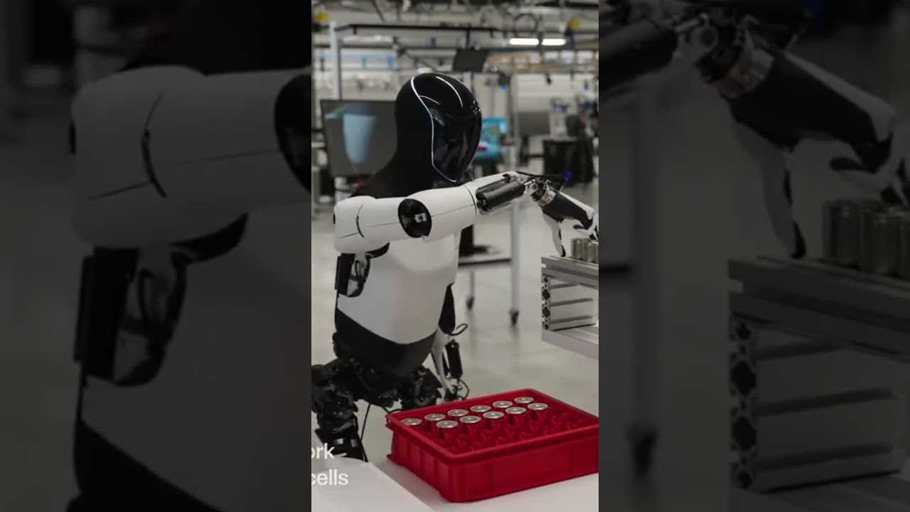 Tesla's Optimus Robot رباتهای تسلا در کارخانه مشغول کار شدند
