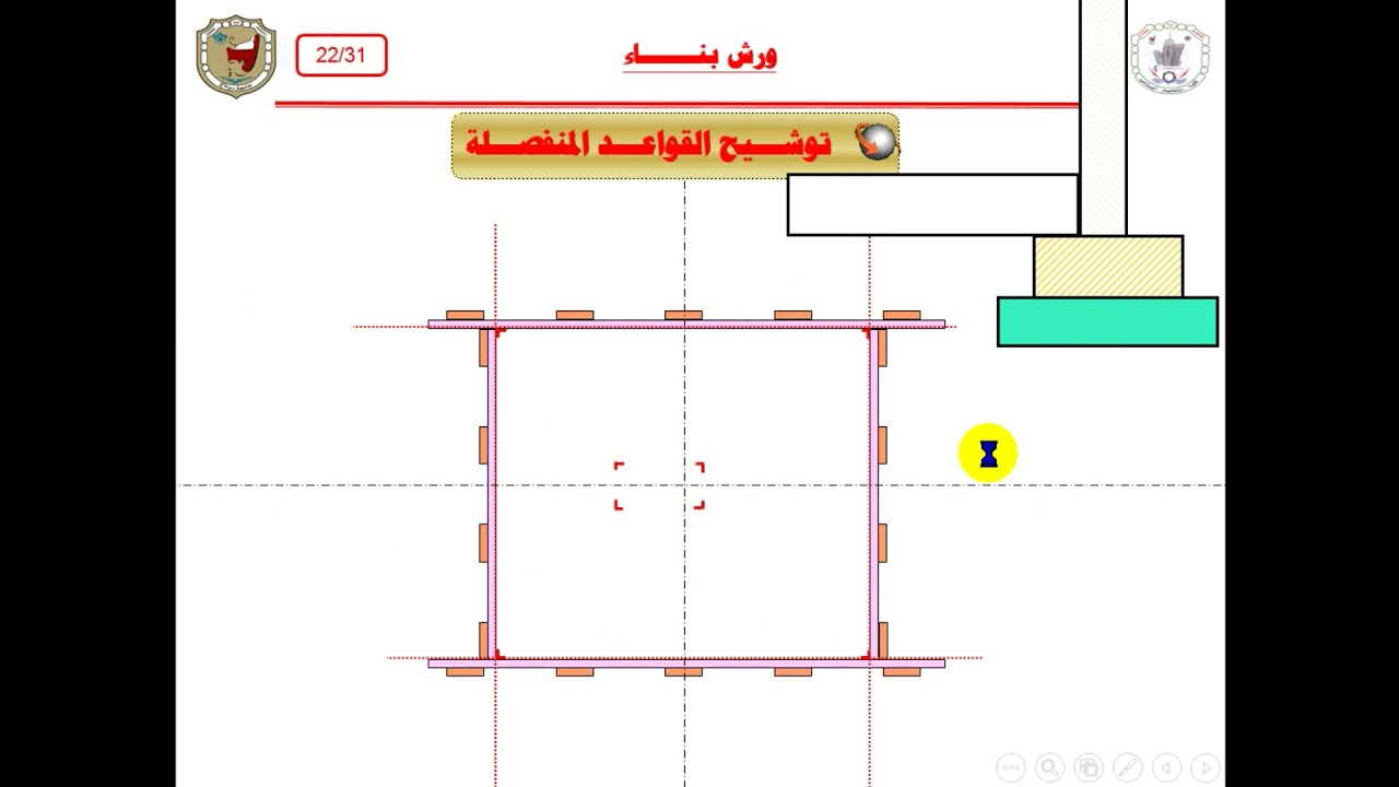 توشيح القواعد علي الخرسانة العادية