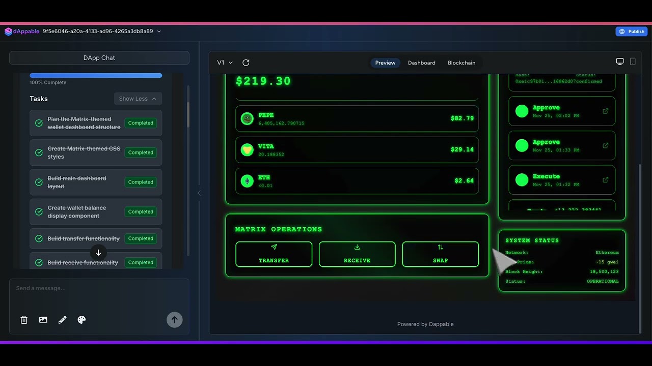 Matrix-Style Wallet Dashboard