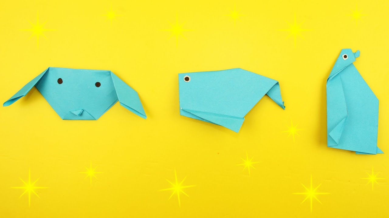 Origami Puppy - Origami Whale - Origami Penguin and Paper Handcrafts for Beginner