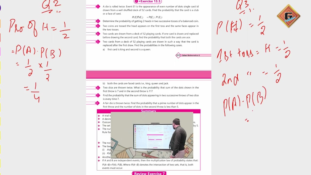 Gohar Mathematics 8|Unit 13|Lec 9|Probability of Simple Combined Events|Exercise 13.5
