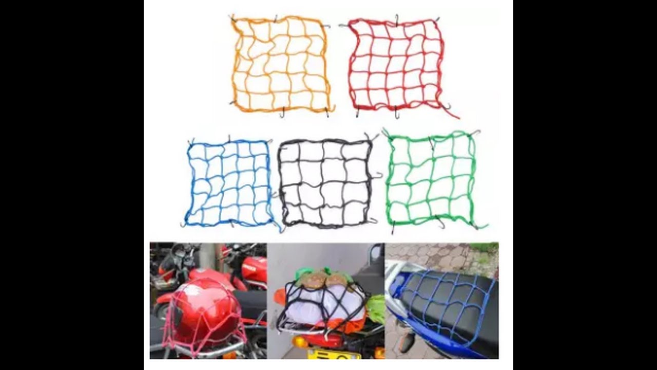 Motorcycle Bike Helmet & Luggage Tuck Net Elastic String Bag Cargo Cover Seat Net 6 Hooks