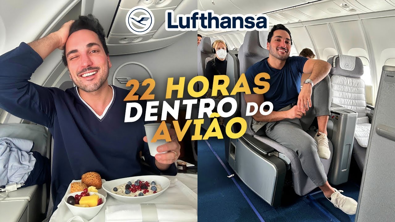 Como é Voar Na Classe Executiva da Lufthansa no Avião Mais Comprido do Mundo? GRU FRA JNB no B747-8