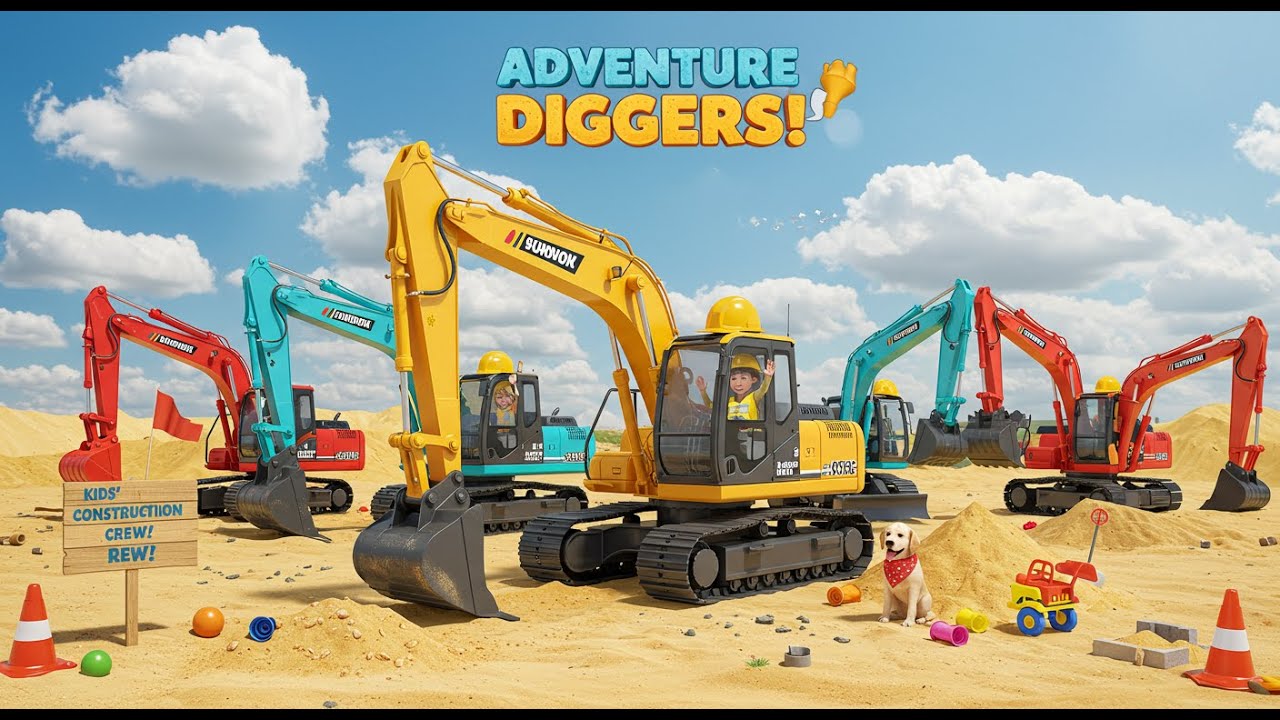 Adventure Diggers | Excavator for Kids | Diggers for Toddlers | Construction Vehicles | Backhoe Kids