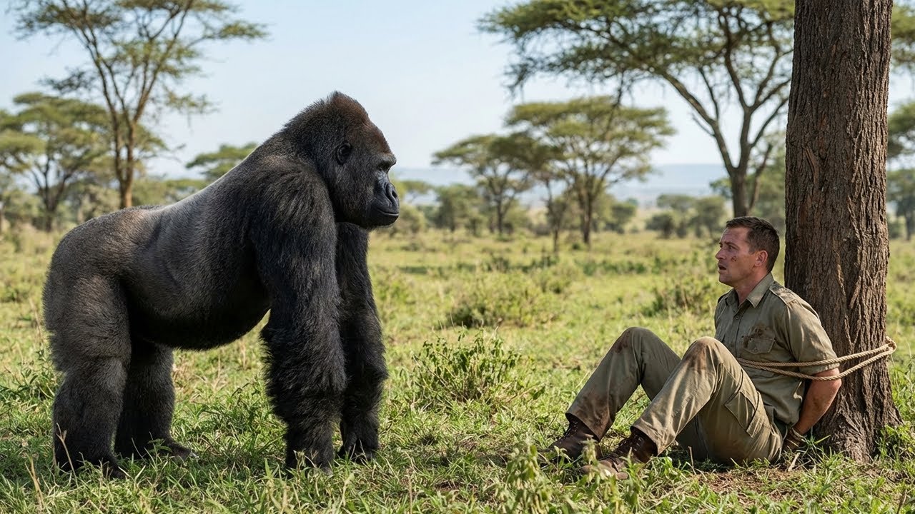 Gorilla Discovers Ranger Tied to a Tree, What Happens Next Is Unbelievable!