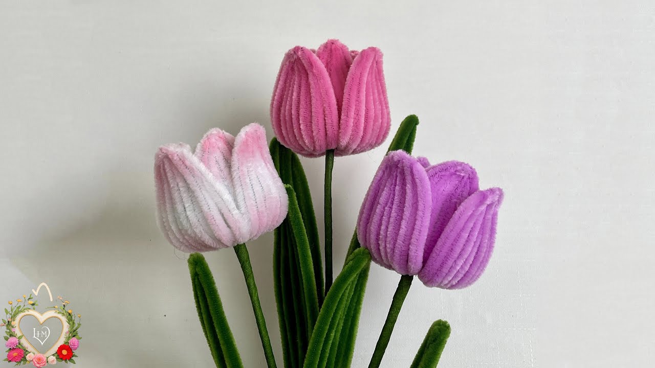 DIY flower - How to make Tulips bloom with pipe cleaners #hms2