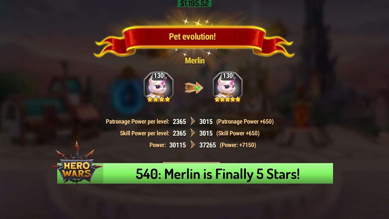 Let's Play Hero Wars 540: Getting Merlin to 5 Stars and One Day Time of the Fearless Event