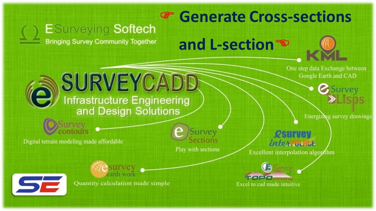 ESurvey Section | Generate cross sections | Longitudinal section | Cross Section | Road project