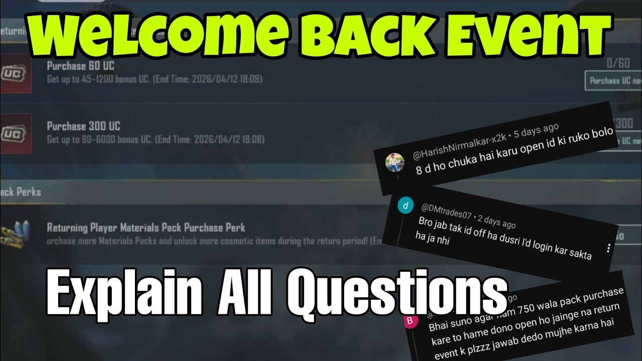 Welcome Back Event ll Explain All Questions 😀