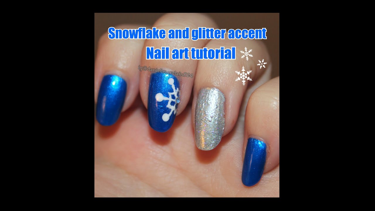 Half snowflake & glitter accent nail tutorial