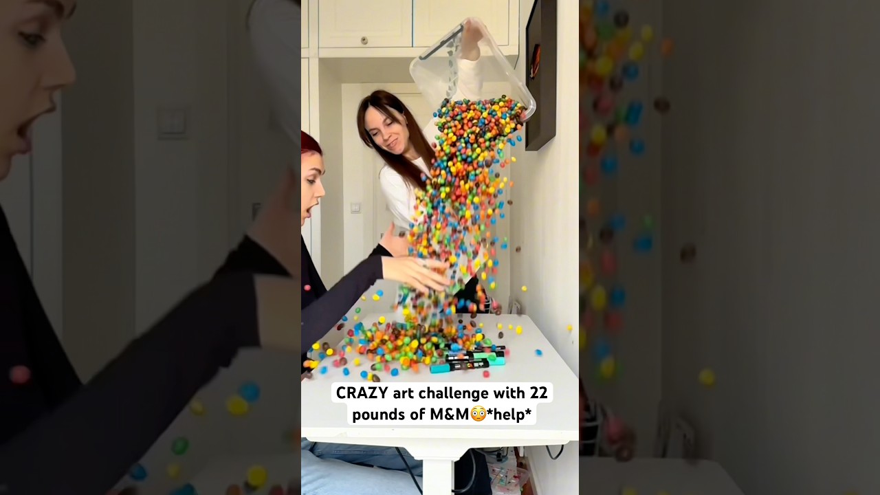 БЕЗУМНЫЙ арт-челлендж с 22 фунтами M&M's😳*помогите* #CreatiAI