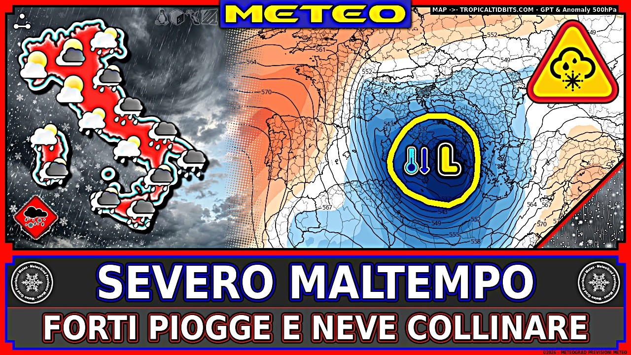 METEO &ndash; Vortice Invernale | Allerta Severo Maltempo e Neve in Collina