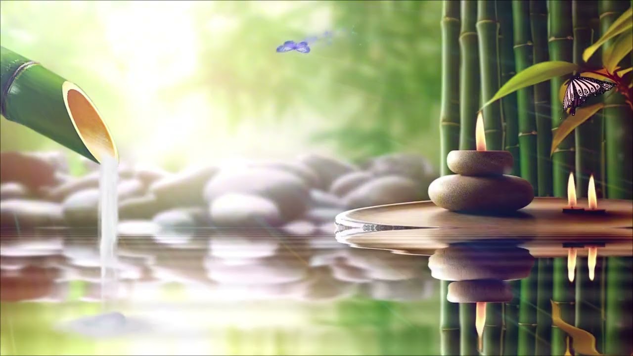 Zen Meditation Spa Ambience with Flowing Water and Candlelight for Deep Relaxation Sleep
