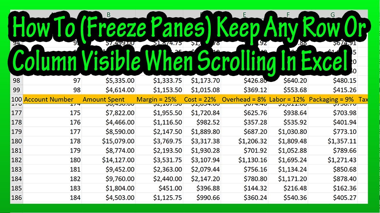 How To (Freeze)Make Or Keep Rows Or Columns Visible When Scrolling In An Excel Spreadsheet Explained