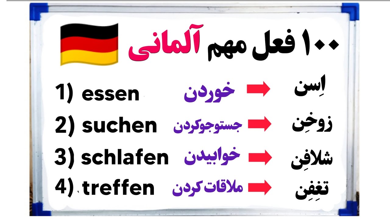 آموزش آلمانی: ۱۰۰ فعل مهم آلمانی به شدت کاربردی#آلمانی