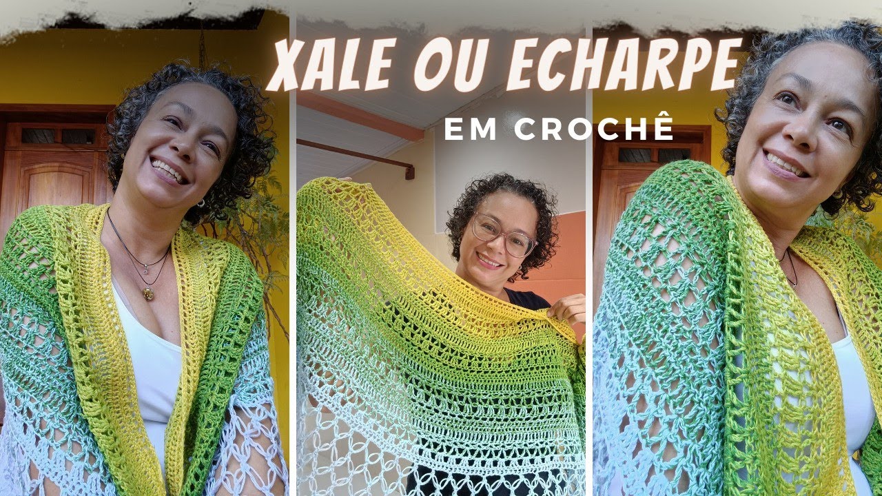 Xale ou echarpe em crochê - fácil de fazer