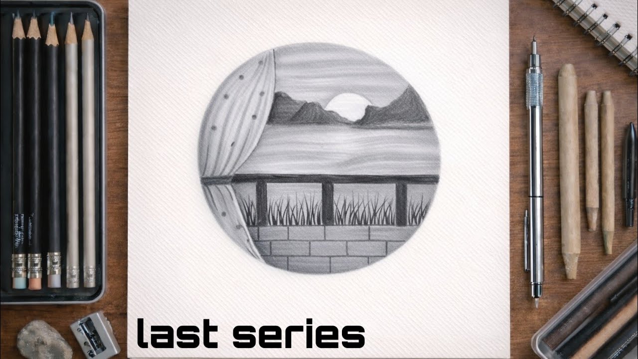 Easy Scenery Drawing in Circle | Step by Step Drawing for Beginners (Last Series)