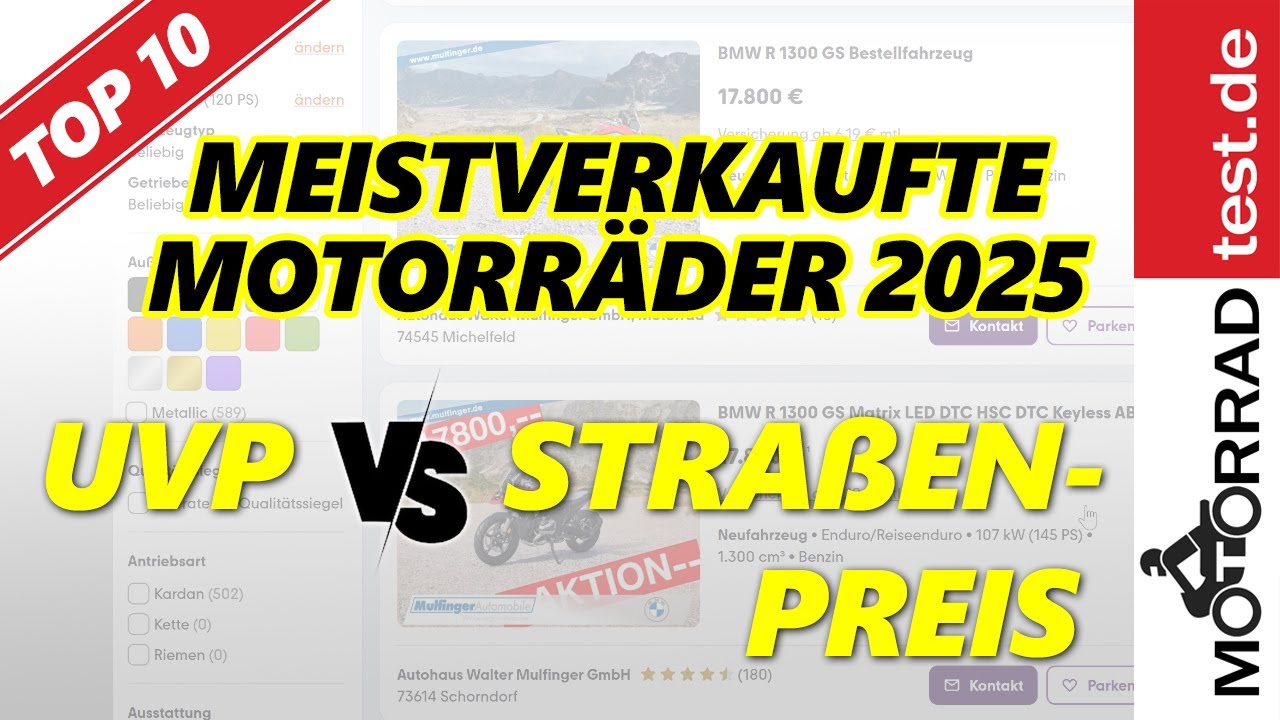 Top 10 meistverkaufte Motorr&auml;der 2025 in Deutschland | UVP vs. Stra&szlig;enpreis