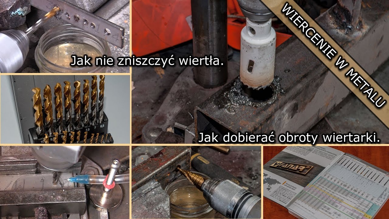 Wiercenie w metalu. Stali nierdzewnej, czarnej, w garażu, warsztacie samochodowym.