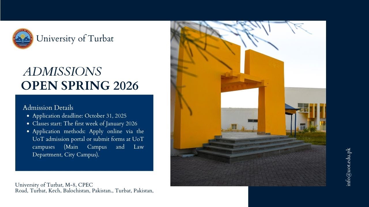 🎓 Admissions Open – Spring 2026 | University of Turbat