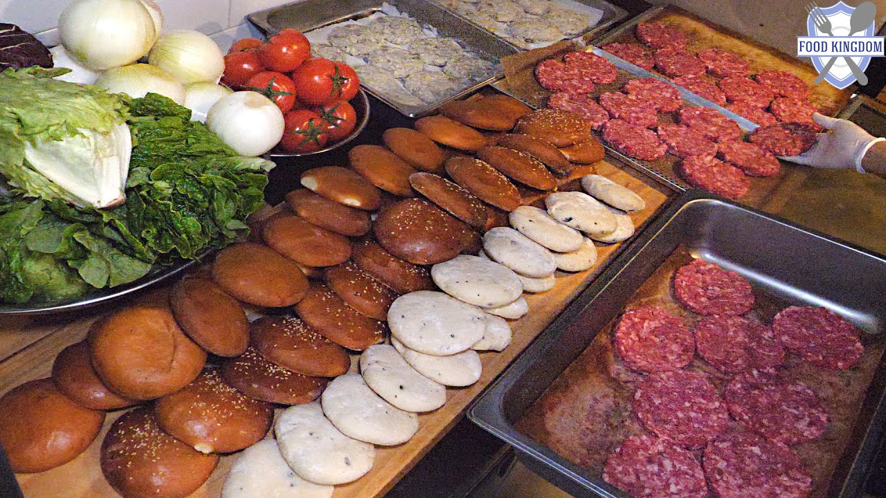 От булочек до соуса! Процесс приготовления корейского гамбургера ручной работы - 6 лучших