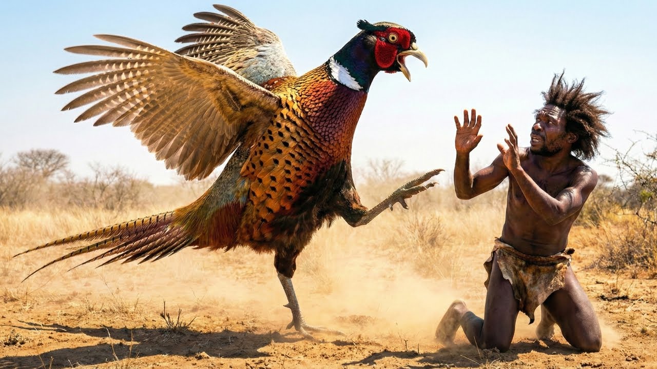 Life Ancient Million Years Ago | A prehistoric man collides with a giant prehistoric pheasant