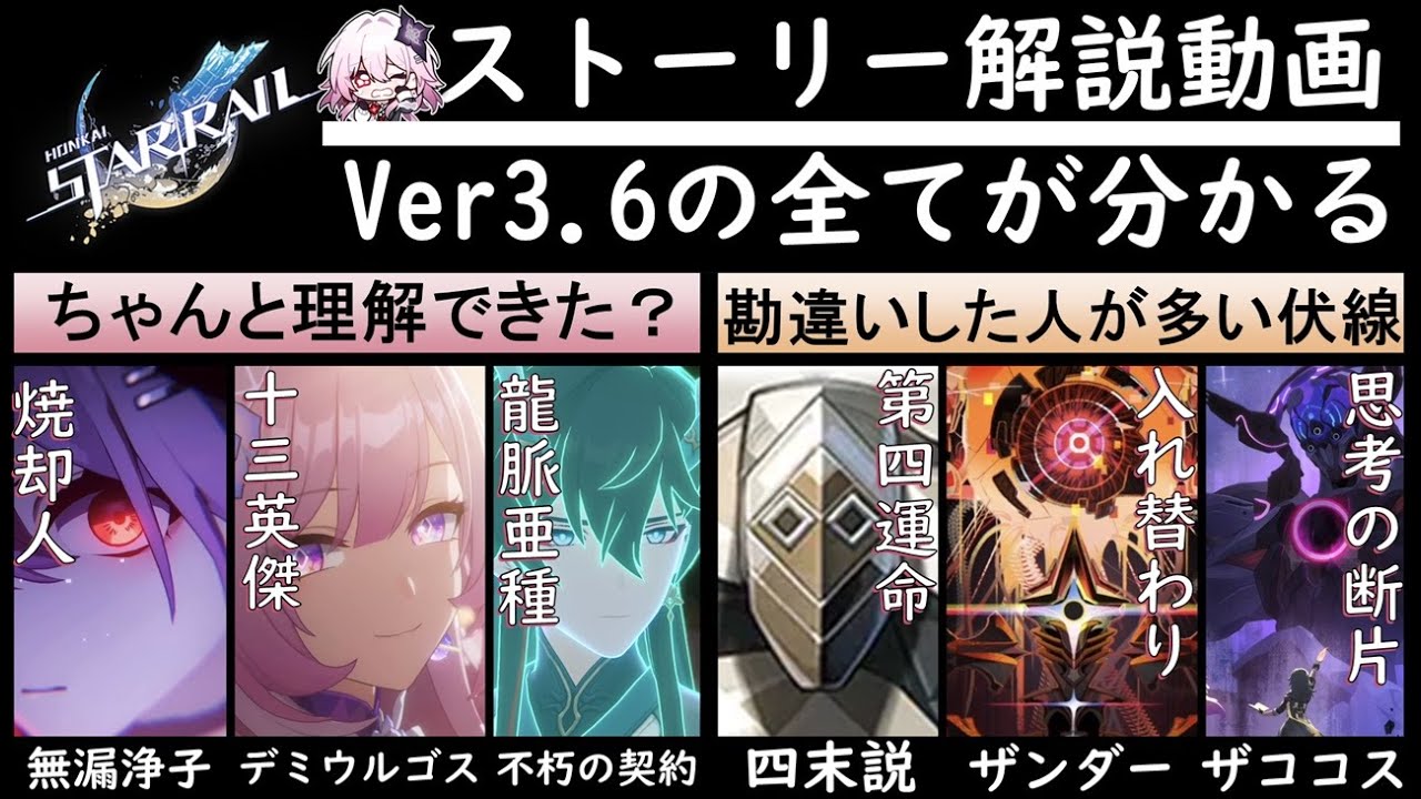 【崩壊スターレイル】ライコスが四末説考察した終焉の星神テルミヌスの予言を徹底解説。長夜月と無漏浄子やデミウルゴス・マトリクス等のエリシア世界観を楽しむための開拓ストーリー解説【崩スタ解説ver3.6】