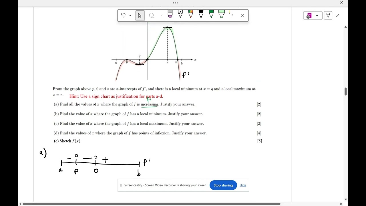 8.3 Review: Graphs of Derivatives and Sketching & Review Question #7