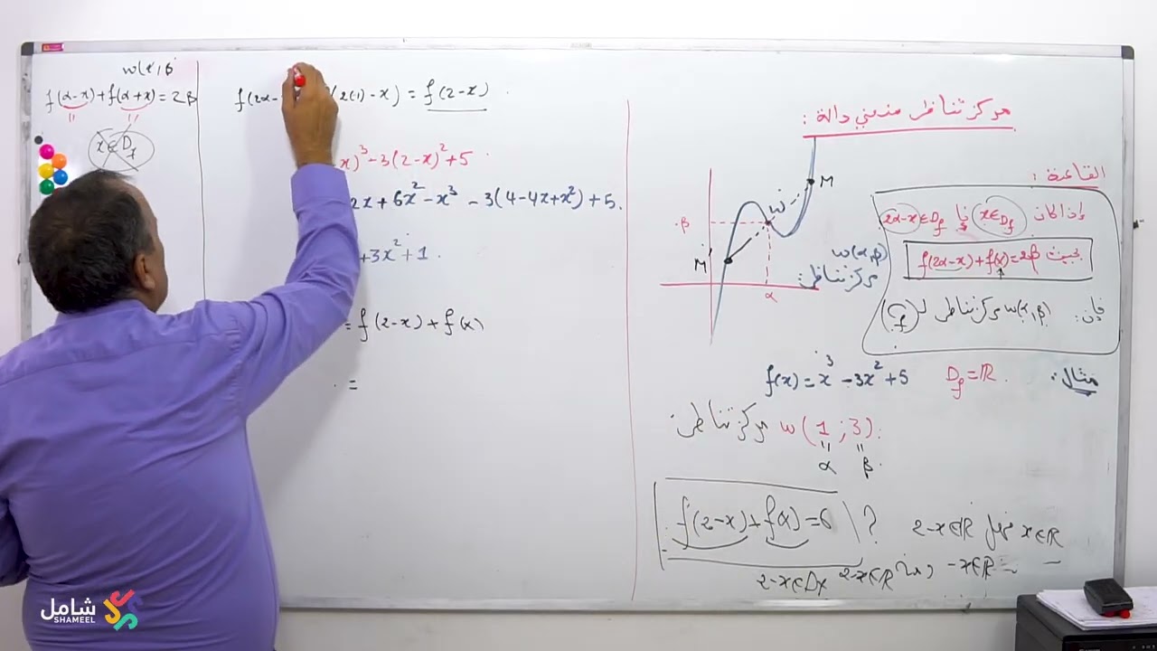 مركز تناظر منحني دالة | رياضياتBAC 2026 | منصة شامل مع الأستاذ فرحاتي