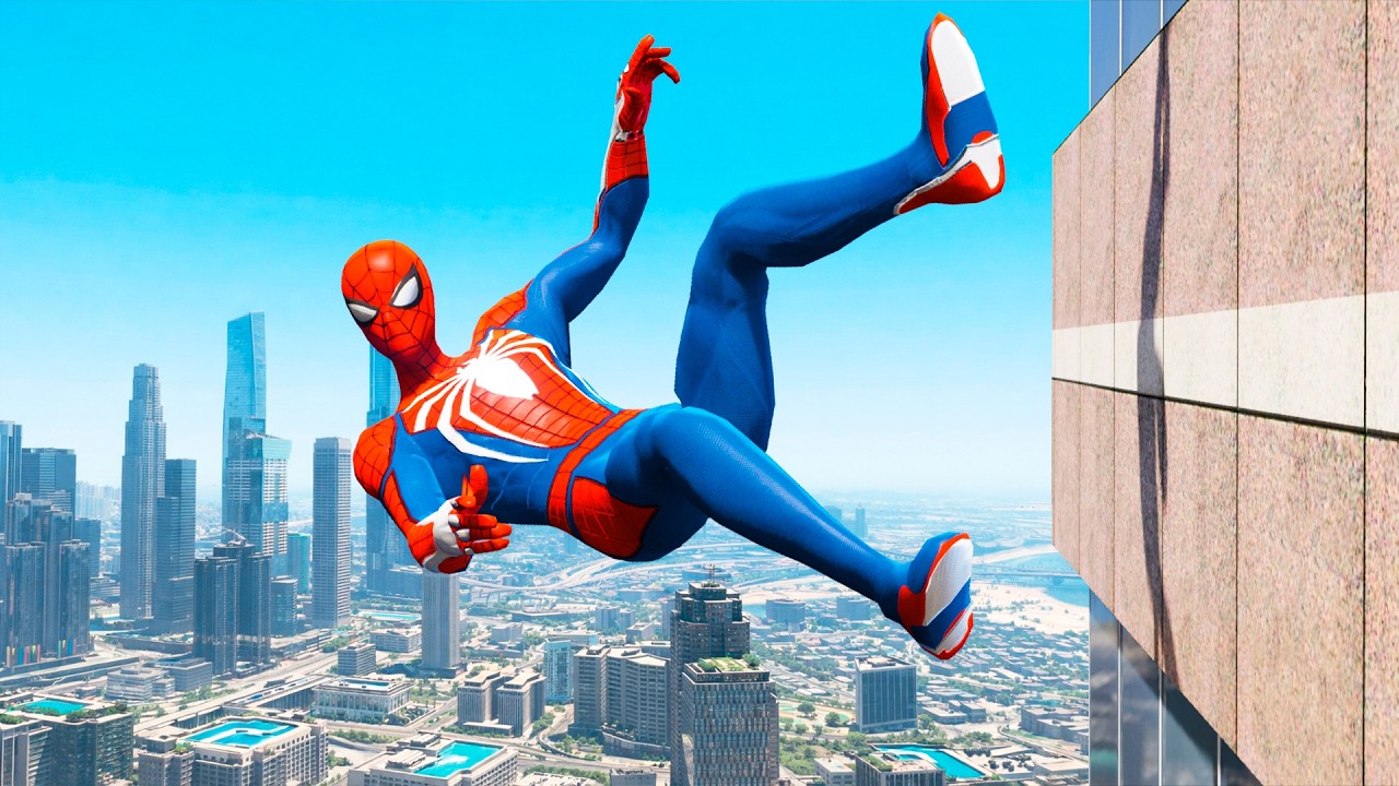 SPIDERMAN CRAZY JUMPS/FALLS (GTA 5 Spider-Man Best Fails) #13