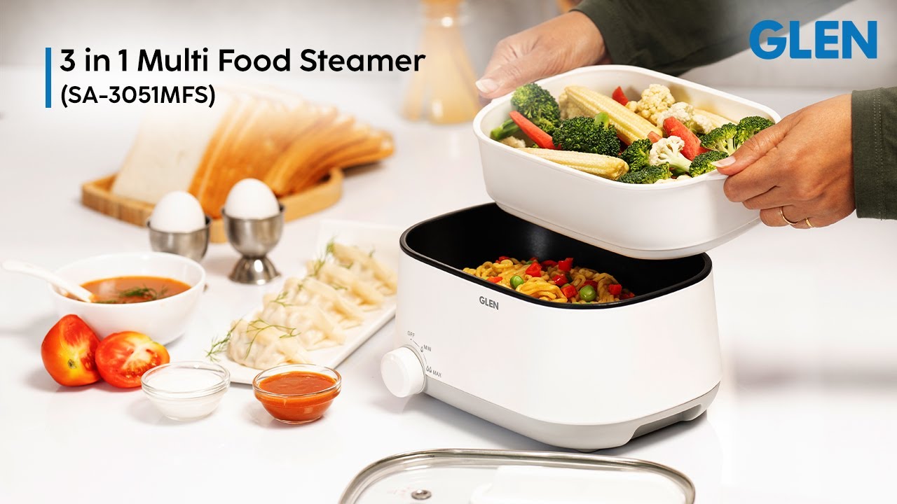 3 in 1 Multi Food Steamer - Steam, Cook & Boil, 2 Power Settings, 600W (SA-3051MFS)