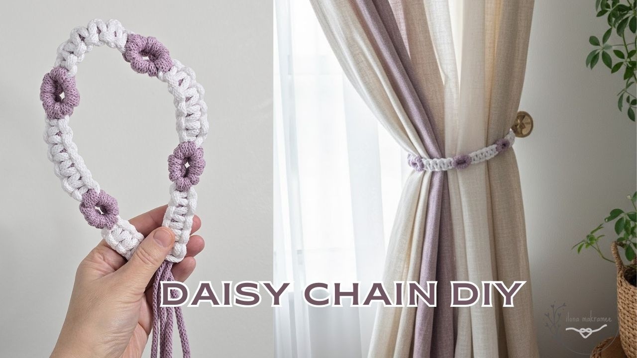 DIY Macrame Daisy Flower Tie Back Tutorial | Boho Style Decor 🌸