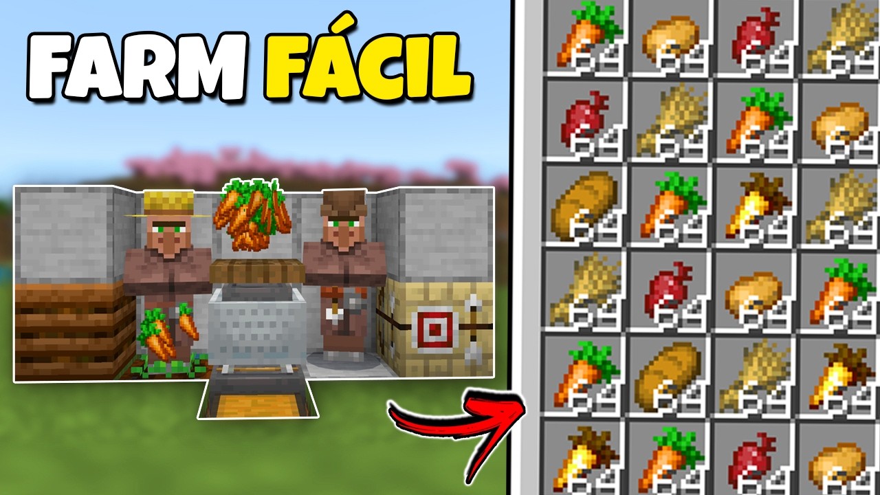 Farm de TRIGO, CENOURA, BATATA e BETERRABA Autom&aacute;tica no Minecraft Bedrock 1.21/26+!