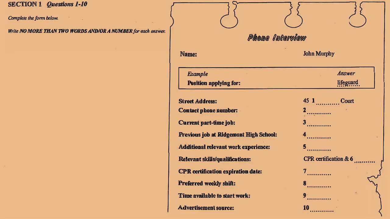 IELTS listening 2019 phone interview with answer