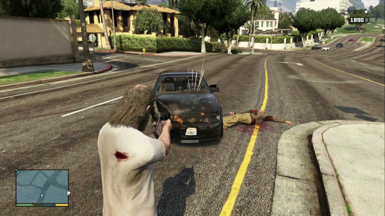 GTA V Trevor chases bar robber