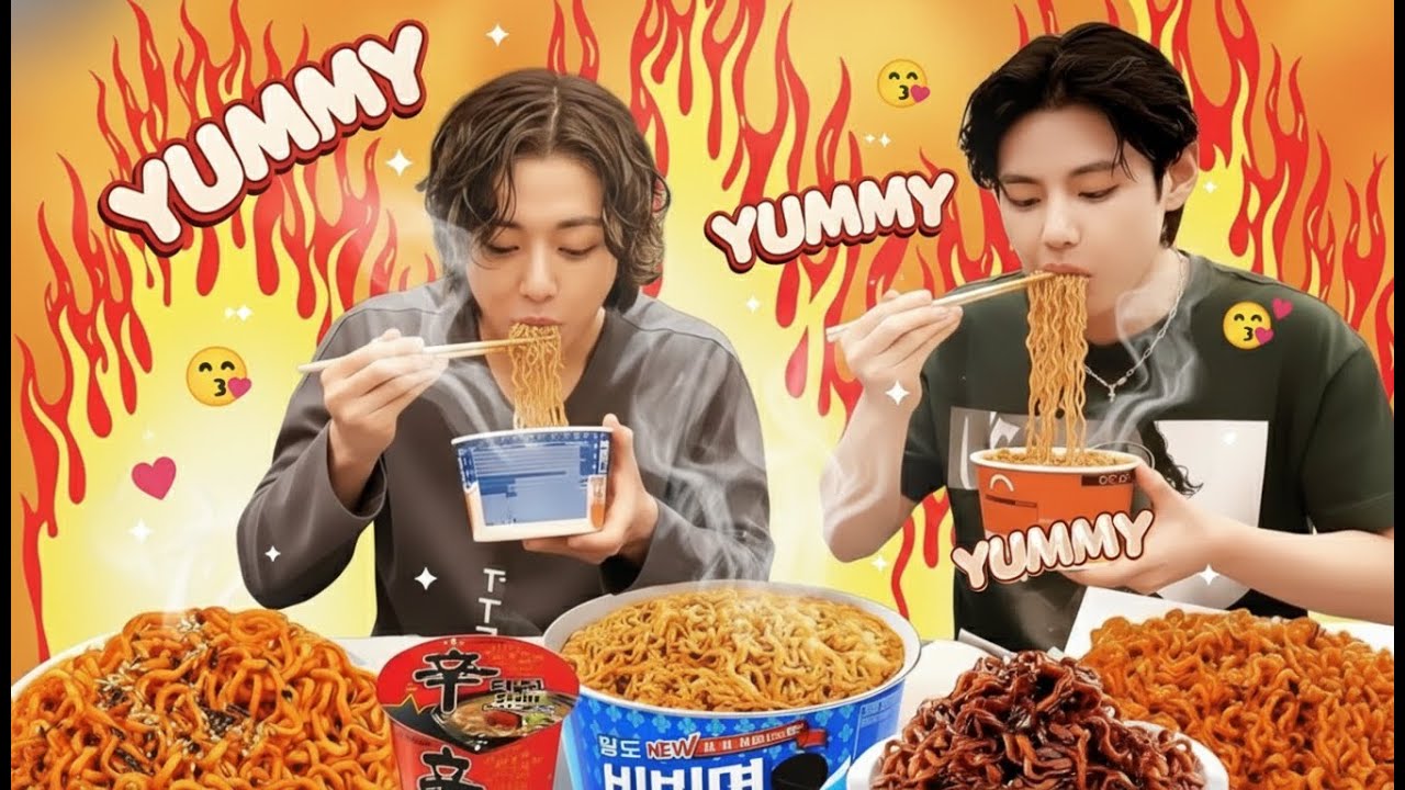 Любовь Тхэкука к рамену — моменты за едой от Ви и Чонгука из BTS