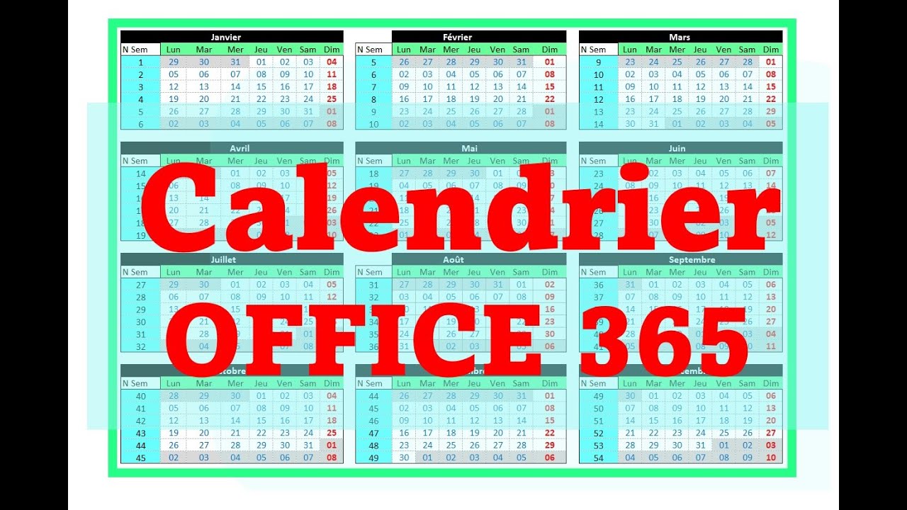 Calendrier sur office 365
