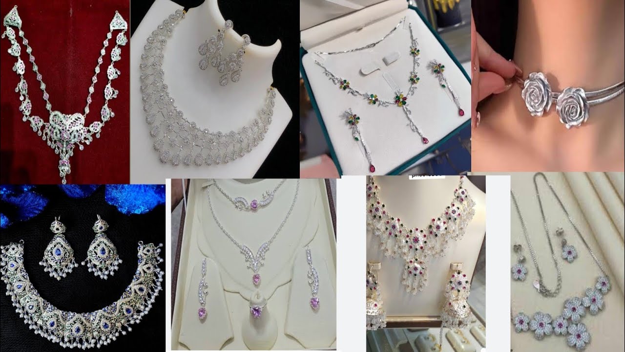 Latest Silver Necklace Designs 2025 Trendy Silver Necklace Designs Bridal Silver Necklace Set 