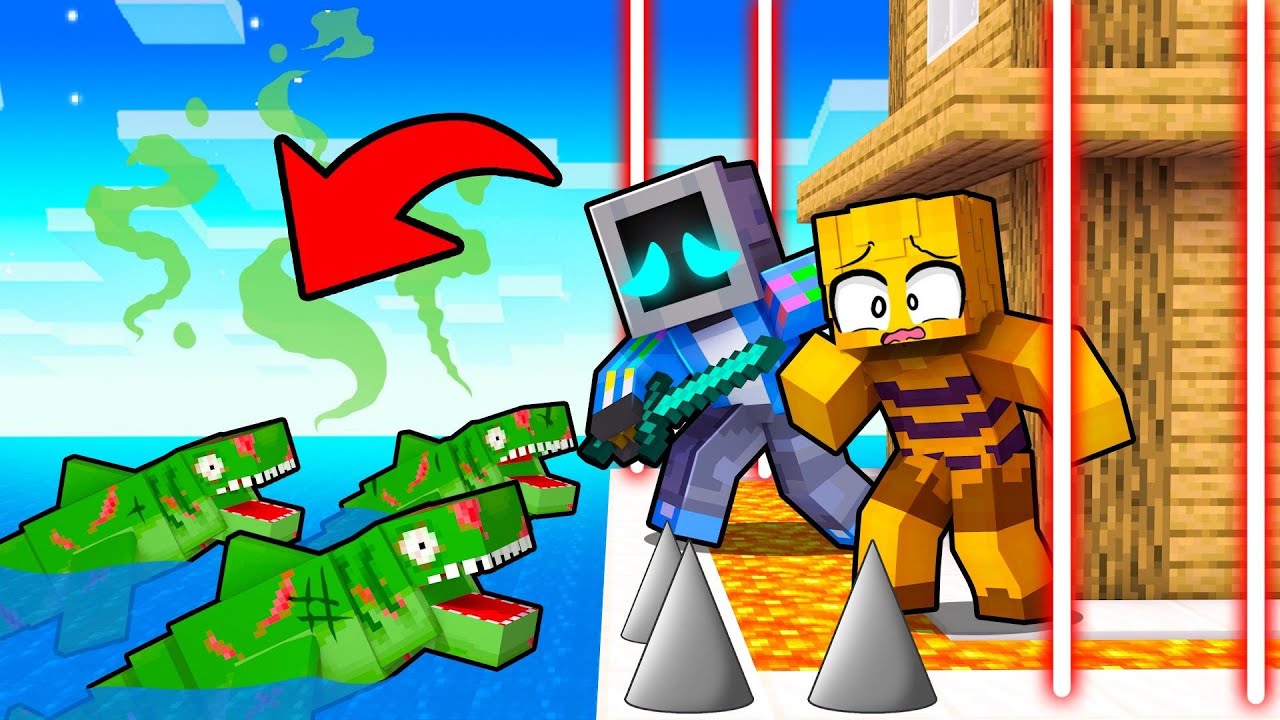 Security House vs ZOMBIE SHARKS in Minecraft!