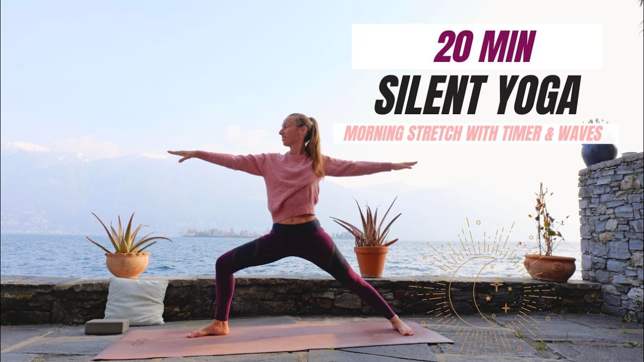 20-Min Silent Yoga 🌿 | Morning Stretch with Timer & Waves