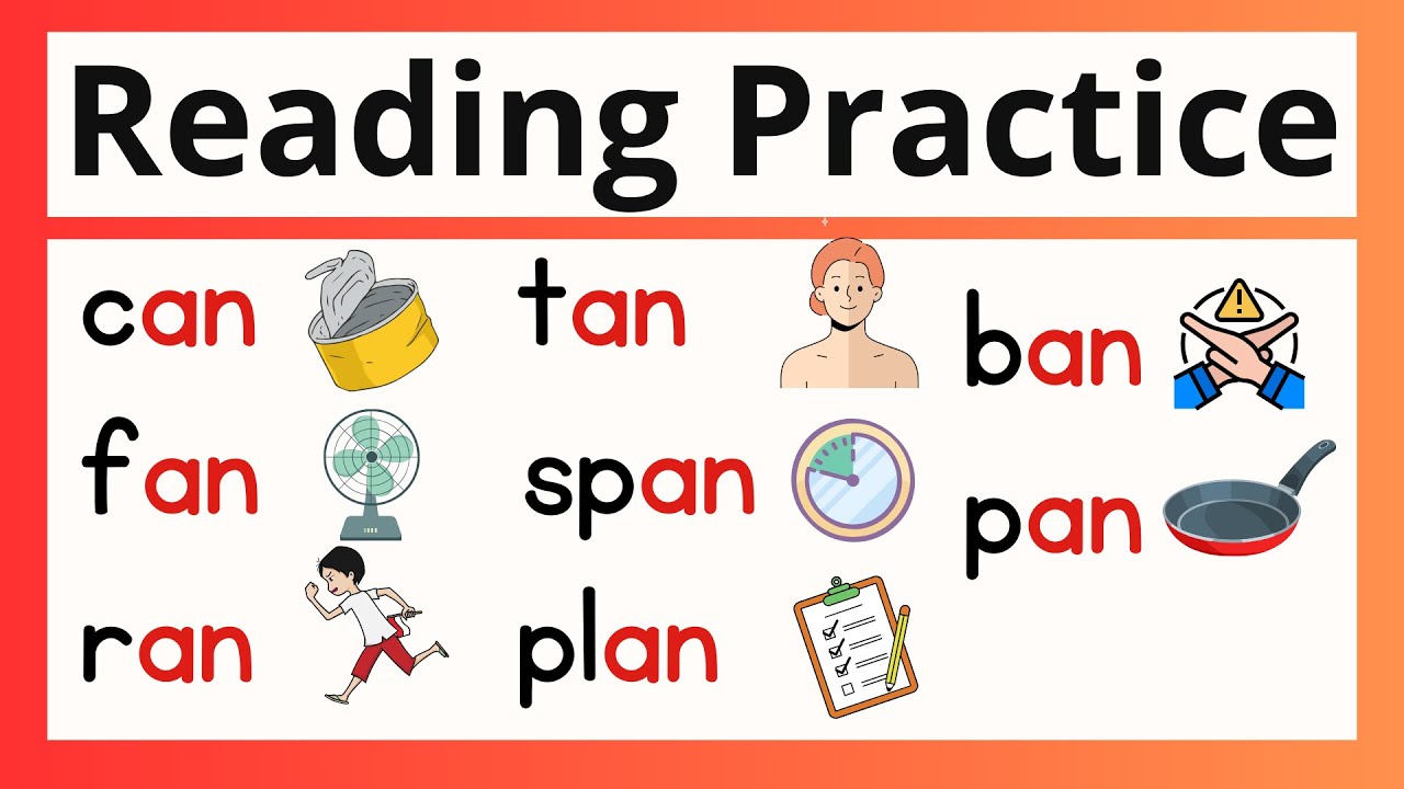 Reading Practice with Phonics Word Family an CVC Words