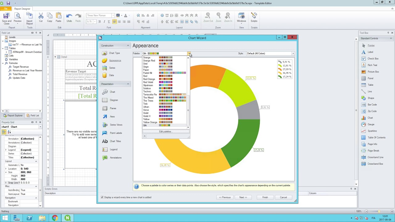 Creating a native PIxelPerfect  chart - Qlik NPrinting