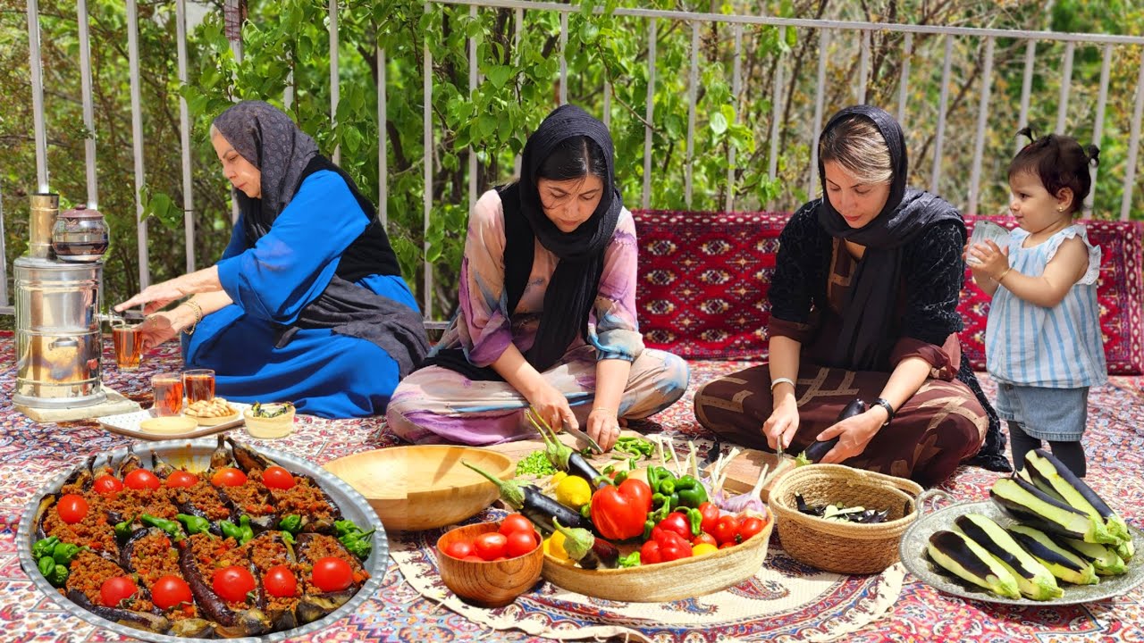 🌱IRAN VILLAGE LIFE WITH TRADITIONAL OVEN BAKED STUFFED EGGPLANTS WITH LAMB