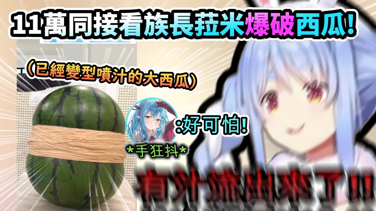 11萬同接看族長跟菈米究竟用多少條橡皮筋能把西瓜爆破!www【兎田ぺこら/雪花ラミィ/ホロライブ】【hololive】【vtuber中文字幕】