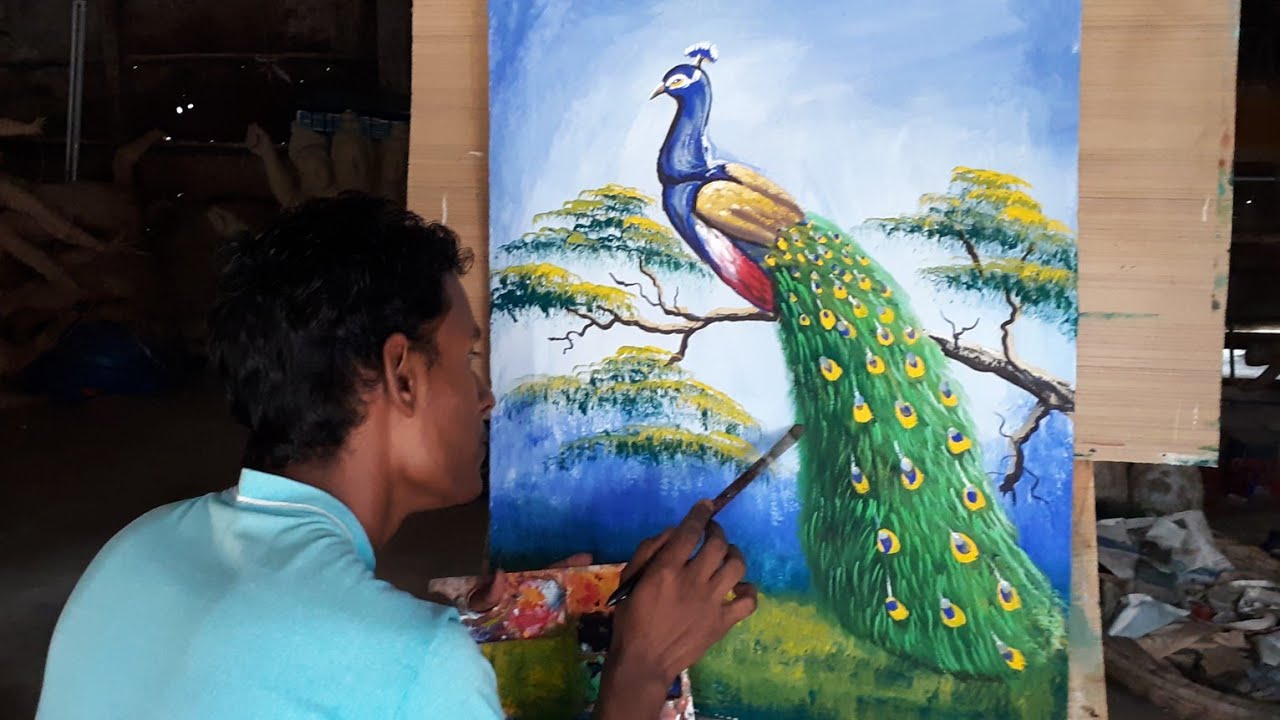 Peacock painting easy | watercolour tutorial | step by step