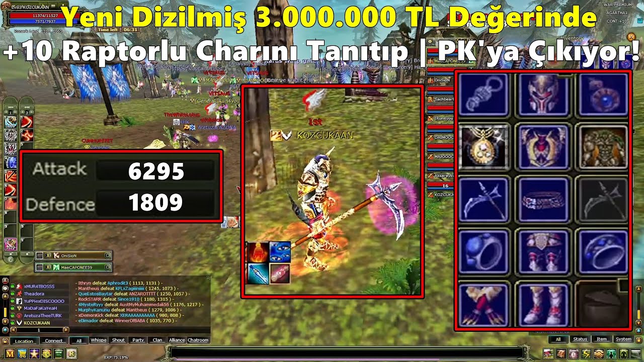 KozcuKAAN - Yeni Dizdiği 3.000.000 TL Değerinde +10 Raptorlu Charıyla PK'ya &Ccedil;ıkıyor! | Knight Online