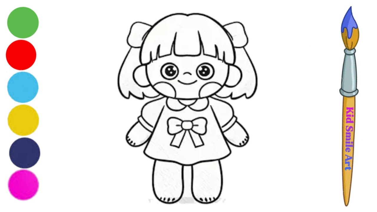 How to draw a cute doll|Easy drawing for kids|Cute drawing|Girl drawing 