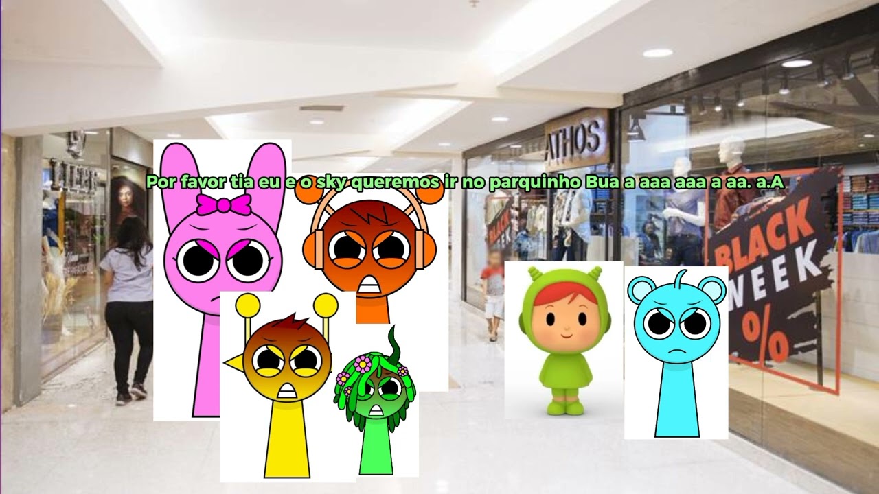 Turma do sprunki: O sky e a Jéssica fizeram birra no shopping (Temporada 1 • Episódio 11 ) 