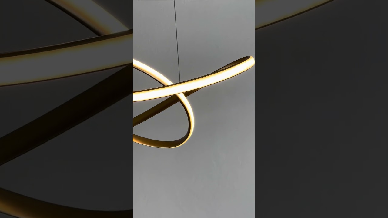 LUMIN&Aacute;RIA DE TETO MODERNA LUSTRE PENDENTE LED INFINITO DOURADO PARA SALA E QUARTO #luminaria #lustre