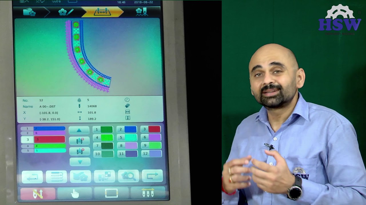How to Change Color Automatic in HSW Embroidery Machnie